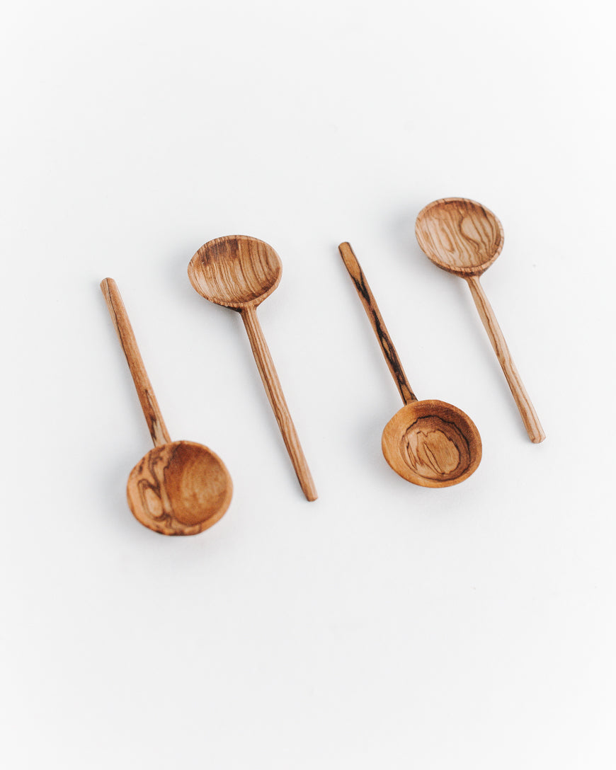 Coffee Tea Olive Wood Spoon Set