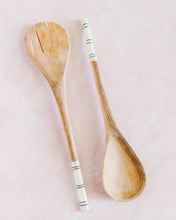 Load image into Gallery viewer, Striped Olive Wood Salad Servers Set
