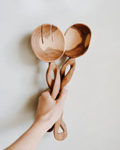 Load image into Gallery viewer, Spiral Olive Wood Salad Servers Set
