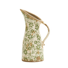 Load image into Gallery viewer, Green Floral Ceramic Pitcher Vase
