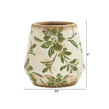 Load image into Gallery viewer, Green Floral Ceramic Planter
