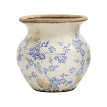 Load image into Gallery viewer, Floral Print Blue Ceramic Vase
