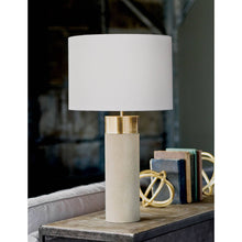Load image into Gallery viewer, Harlow Ivory Grey Shagreen Cylinder Table Lamp by Regina Andrew
