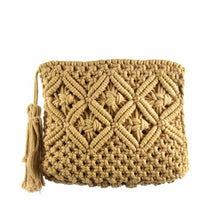 Load image into Gallery viewer, Macrame Clutch with Tassel, Tan

