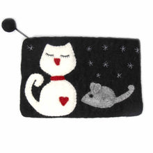 Load image into Gallery viewer, White Cat Felt Pouch
