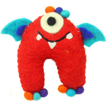 Load image into Gallery viewer, Hand Felted One-Eyed Red Tooth Monster with Wings - Global Groove
