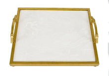 Load image into Gallery viewer, Zinovia White Quartz Stone Gilded Tray
