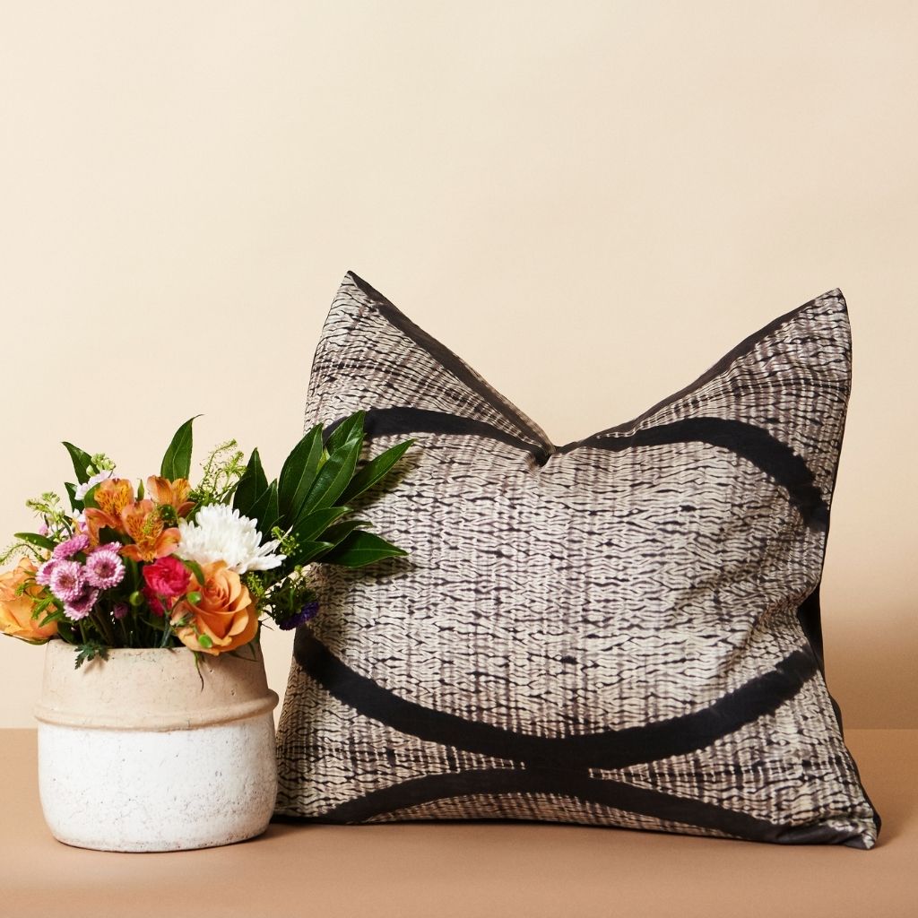 Black silk throw discount pillows