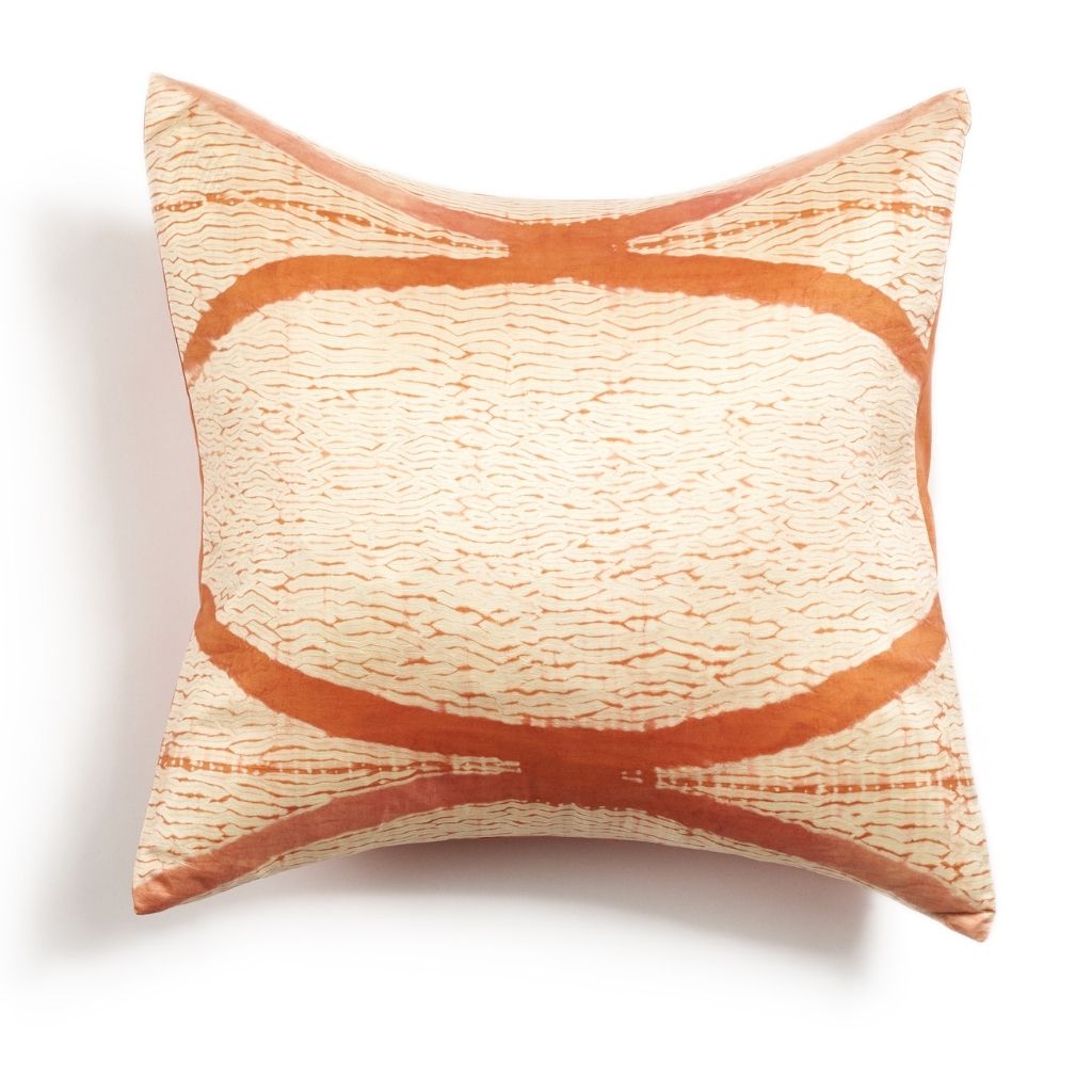 Arc Coral Silk Shibori Pillow