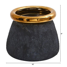 Load image into Gallery viewer, Stone Planter with Bronze Rim
