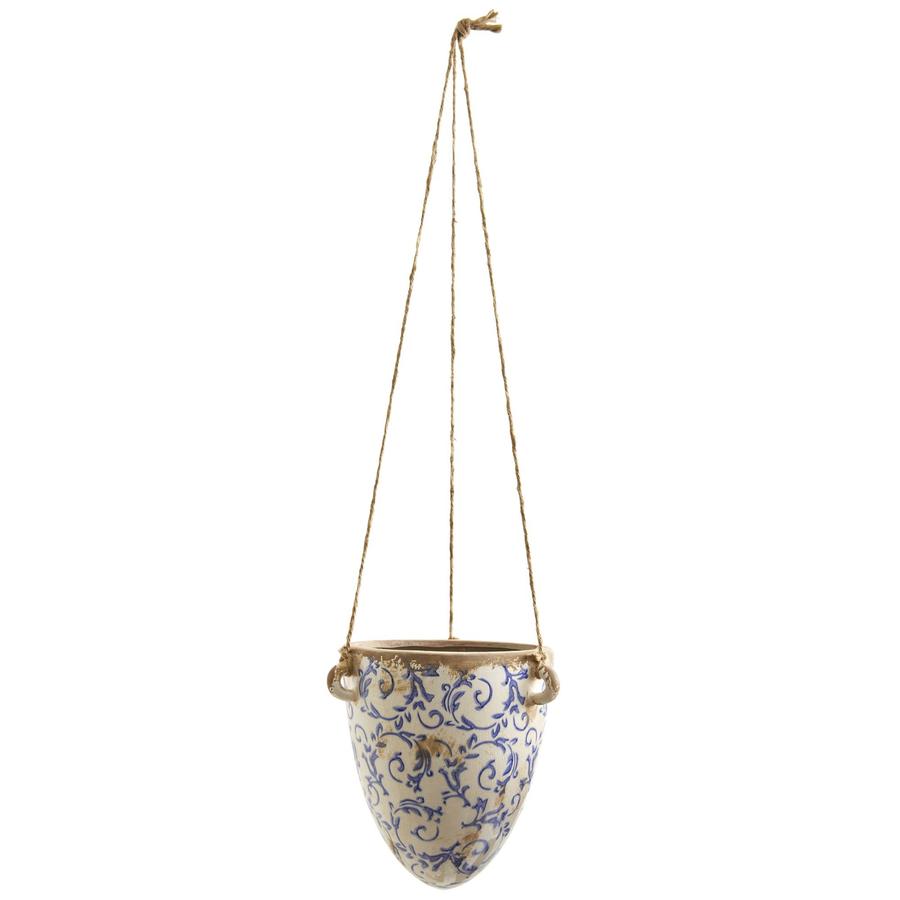 Floral Print Hanging Ceramic Planter