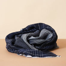 Load image into Gallery viewer, Auro Navy Linen Scarf
