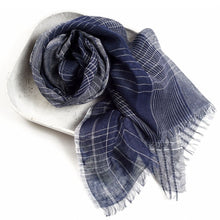 Load image into Gallery viewer, Auro Navy Linen Scarf
