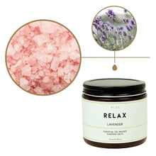 Load image into Gallery viewer, Relax Lavender Essential Oil Bath Soaking Salts
